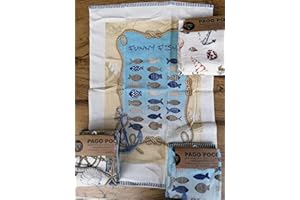 PAGO POCO Novita!!!! Strofinacci in Spugna di Cotone 100% COUNTRI Fantasia Mare Pezzi 6 Mis.50x70cm.con Passante Facile da Appendere !!!!