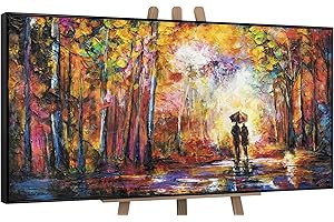YS Dipinto incorniciato a mano Pittura acrilica su tela Arte murale Romanticismo arte astratta moderna Immagini decorazione casa autunnale 120x60 cm