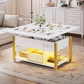 YITAHOME Lift-Up Coffee Table with RGB LED, 4 in 1 Living Room Table with Hidden Storage Compartment, Coffee Table with USB a