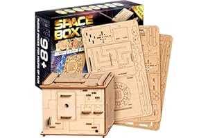 ESC WELT Space Box 3D Puzzle Game - 3 in 1 Puzzle Box Modellbau Escape Room Spiel - Holzpuzzle & Holzrätsel - Geschenkbox Knobelspiel - Rätselbox für Kinder 3D Holzpuzzle - Puzzle Geschenke