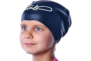 ‎LAHTAK Czepek kąpielowy dla dzieci i młodzieży z długimi, kręconymi włosami, warkoczami, dredami, dla dziewcząt i chłopców, 100% silikon, hipoalergiczny, wodoszczelny