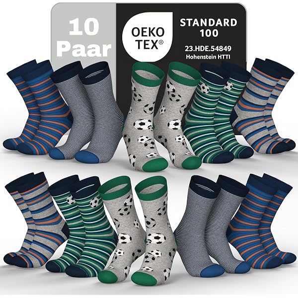Kinder Socken 6-Pack – Schadstoffgeprüft, Viele Muster, 75% Baumwolle