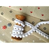 Pearl Pompom-Borte 10 Mm, Weiß – 1 Meter, Maschinenwaschbar, Für Näh- & Bastelprojekte