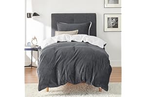 ‎BEDSURE BEDSURE Flauschige Bettwäsche 135x200 Grau - Winter Bettbezug Fleece mit 80x80 cm Kissenbezug, Warme Bettwäsche-Sets mit Reißverschluss, Kuschel Waffelpique Winterbettwäsche Anthrazit für Einzelbett