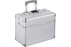tectake® Pilotenkoffer 47x39x25 cm Handgepäck Businesskoffer Aktenkoffer Koffer Trolley Silber mit Rollen