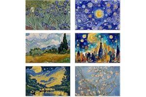 HUSITI Van Gogh Style Watercolor Painting Placemats Set of 6,Table Mats Non-Slip Heat Resistant Washable Placemat for Party Kitchen Dining Table Decoration Indoor Outdoor