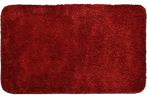 ALLURE BATH FASHIONS Allure Luxury Deep Pile Microfibre Bath Mat, Non-Slip, 50 x 80cm, Quick Dry & Easy Care (Burgundy)