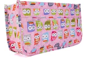 Periea ‘Daisy’ Handbag Organiser Insert - Tote Bag Inserts for Handbag, Bag Organiser Insert with 15 Compartments - Medium, Pink Owl