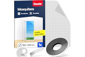 GAUDER Mosquitera para Ventana de Suelo a Techo - Malla Anti-Insectos para Ventana Grande - Mosquitera con Cierre de Gancho y Bucle - Sin Taladrar (150 x 250 cm - Negra)