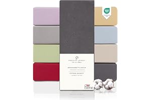 ‎DARBENE DarBene Spannbettlaken 90x200 Premium, Jersey 100% gekämmte Premium Baumwolle, atmungsaktiv, superweiches Bettlaken bis 30 cm Matratzenhöhe, Oeko-TEX, Anthrazit