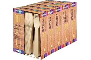 DON PALILLO - 500 Tenedores de madera desechables., 16 cm. 100% natural, ecológico, biodegradable