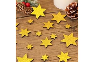 GEBETTER 36 Stück 3 Größen Holzsterne Streudeko Glitzer Sterne aus Holz Basteln Konfetti Dekoration Tisch Deko Ideal als Weihnachtsdeko Tischdeko Weihnachten Jubiläum Hochzeit Geburtstag Party