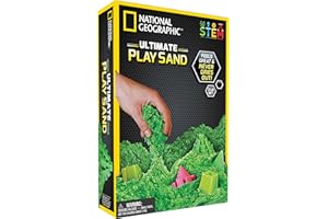 National Geographic Ultimate Green Kinetic Sand for Kids - Satisfying Kids Sand Toys with 6 Awesome Moulds and Tray, STEM Colourful Sand for Children, Creative Toys for Girls and Boys, 900g