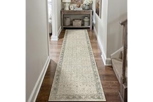 PureCozy Vintage Beige Grigio Tappeto Corridoio 60x240cm Passatoia Cucina Antiscivolo Lavabile in Lavatrice Tappeti Cameretta Sala Ufficio Scendiletto Camera da Letto Pelo Corto Lungo Carpet