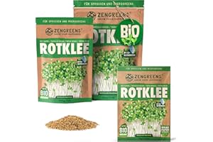 ZenGreens® - Bio Rotklee Samen - Wähle zwischen 10, 200g und 500g - Klee Samen mit Keimrate von über 97% - Kleesamen Keimsprossen - Rotklee Saatgut zum Sprossen ziehen -