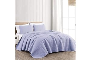 Chezmoi Collection Austin 3-Piece Oversized Bedspread Coverlet Set (Queen, Lavender)