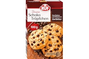 ‎RUF RUF Schoko-Tröpfchen Zartbitter, backfeste Schokoladen-Tropfen zum Backen & Dekorieren von Kuchen & Co., Topping für Porridge, glutenfrei & vegan