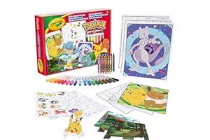 CRAYOLA - Zestaw do kreatywnego rysowania Pokemon 5 w 1, z kolorowankami, markerami, kredkami, naklejkami, 60 elementów, prezent dla chłopców i dziewczynek od 4 lat, pomysł na prezent i podróż