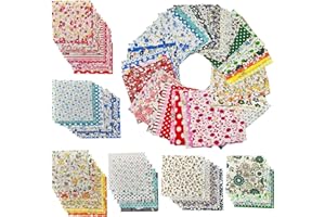 ETHLOMOER 50 Cotton Fabric Squares for Sewing, Quilting, and DIY Crafts, 10 x 10 cm Precut Patchwork Fabric Bundles with Floral Patterns, Cotton Material for Easy Sewing and Textile Painting