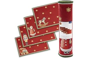 Villeroy & Boch - Toy's Delight Jubiläums-Set Gobelin Platzset 4-teilig Bunt, Weihnachten, Platzset für 4 Personen, Tischdeko, Weihnachtsmotiv, Baumwolle, Polyester
