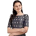 OOMPH! Women's Art Silk Geometric Half Sleeve Fitted Blouse Pack of 1
