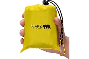 BEARZ Outdoor Coperta da viaggio – Tappetino da spiaggia tascabile, tappetino da picnic impermeabile, resistente alla sabbia, gadget da campeggio e accessori per festival ed escursioni (giallo)