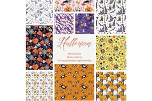 ASENME Scrapbook - Artigianato, fogli di album Carta decorata (Halloween, 10 unità)