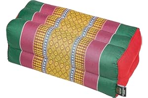 Handelsturm Coussin pour la Meditation Yoga 35x15x10 cm, Rembourrage Kapok, Design traditionell Thai Rouge/Vert