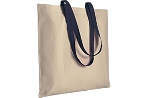MIRAMAI Borsa Shopper Cotone Naturale Canvas Alto Spessore 250 g/m² Tessuto Pesante e Resistente con Manici Colorati Lunghi, Tote Bag Spesa Shopping Stoffa Tela Unisex Donna Comoda e Spaziosa