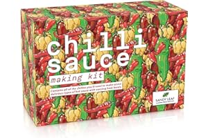 SANDY LEAF FARM Chilli Sauce Making Kit - Make Your own Hot Sauce Valentine Day Gift - Includes Chipotle, Habanero, Piri Piri, Aji Amarillo & Facing Heaven Peppers