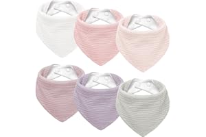 Susurration Babero para bebé triangular de muselina, pañuelo para el cuello para niño y niña, babero ajustable para bebé, 6 unidades, Marrón Rosa, Talla única