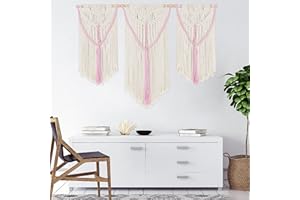 HOLAVIDA Gran Tapiz de Macramé Hecho a Mano con Borlas Estilo Boho, Decoración de Pared Tejida en Estilo Nórdico para Dormitorio, Sala de Estar, Galería (110cm×77cm)
