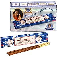 Nag Champa Großpackung, blau, 12 Päckchen mit je 15 g Inhalt, gesamt 180 g.