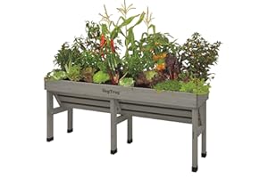 VEGTRUG Veg Trug Balkon-Hochbeet Wall Hugger Medium L180cm Frühbeet Kräuterbeet Anzuchtbeet (Grey wash)