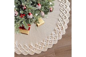 ‎WELDOMCOR Weldomcor 122cm Weihnachtsbaum Decke, 3D Gestrickter Weiß Weihnachtsbaum Rock Teppich Rustikaler Groß Weihnachtsteppich Christbaumdecke Rund für Zuhause Weihnachtsfeier Weihnachtsbaumschmuck