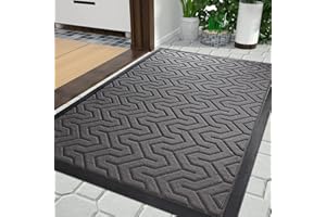 Yimobra Door Mats, Heavy Duty Water Absorbent Mud Resistant Easy Clean Entry Outdoor Mat,Non Slip Backing, Exterior Mats for Outside Patio Porch Farmhouse, 75 x 43 cm, Gray