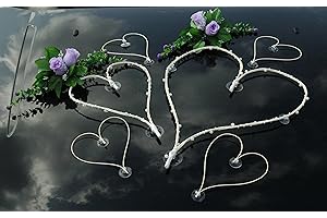 AUTO-SCHMUCK SO EINFACH SO KREATIV Décoration de voiture en forme de cœur - Pour mariage - Couleur : violet et blanc