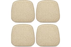 TANYOO Set of 4 Chair Cushions, 40 x 38 cm, Seat Cushions Chair with Velvet Cover, Non-Slip, Washable Seat Cushion for Chairs in the Office, Outdoor, Indoor, Garden, 40 x 38 cm (Dark Beige)