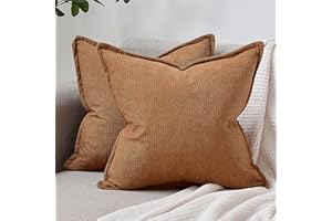 DAKTOU Copricuscini Vellutoa a Coste Marroni Federe Cuscini Divano 40x40 Set di 2 Boho Moderni Righe Fodere Cuscino Copri Cuscini Decorativi per Divano Camera da Letto con Cerniera Invisibile