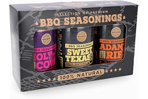 SALDVA Zestaw Meat Lovers premium przypraw BBQ – Holy Cow, Sweet Texas & Adam's Ribs | Zestaw 3 szt. | 100 % naturalne | Zestaw przypraw dla smakosza