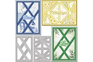 GLOBLELAND Matrices de Découpe de Fond Rectangulaires pour Scrapbooking Matrices de Découpe de Cadres Triangulaires en Métal Matrices de Découpe de Diamants pour la Fabrication de Cartes Gaufrage