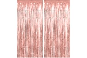 LUKTASTIC Tende Metalliche,Decorazioni Per Feste,Tenda Per Feste,Tende Compleanno Decorazione,Tenda Decorativa Compleanno,Tenda Con Frangia Di Compleanno,Frangia Tende Festa Brillantini,Oro Rosa 2 Pezzi