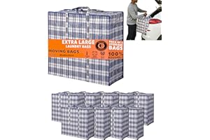 HENKI 140L XXXL Extra Groß Aufbewahrungstasche Storage Bag, Umzugtasche, Jumbo Karton Travel Organizer, Reißverschluss Garment Bag, 20 kg Einkaufstasche Kleidung Decken Kissen 80x60x30cm (10x Blau)