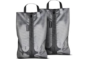 FOYER NUAGE Travel Shoe Bags, Water Resistant TPU Mesh with Zipper, Travel Essentials for Men & Women (Black, 2 Set)
