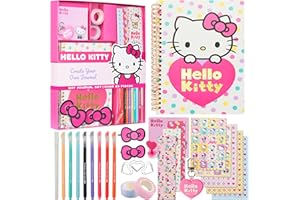 Hello Kitty DIY Journal Kit for Girls Teens A5 Diary Kawaii Art Supplies Stickers Sticky Notes Keyring Coloured Pens Arts and Crafts Anime Gifts