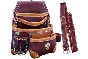 ZAKCO PRO-15. Bolsa de herramientas y uñas de carpintero con cinturón de cuero, bolsa de herramientas de cuero auténtico, bolsa de herramientas de electricista, bolsa de herramientas para paneles de yeso
