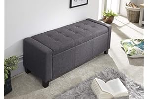 GFW Verona Ottoman Blanket Storage Box, Charcoal Grey