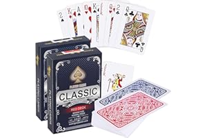 GENERIC 2X Kunststoff Spielkarten | Wasserdicht | Professionelle Qualität | 100% wasserdichter Kunststoff | Luxus Design Mit klassischer Karte | Flexibel Und Robust | Bridge & Poker | Duo Pack Rot und Blau