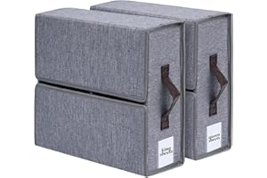 Lucerbern Set di 2 scatole porta biancheria da letto, contenitori per armadio salvaspazio，organizer pieghevole per armadio per biancheria da letto, abbigliamento e coperte (grigio scuro).