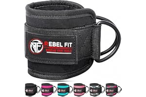 Rebel Fit Ankle Straps For Cable Machines Work Out Cuff Attachment For Home, Ankle Cuffs Workouts- Kickbacks, Leg Extensions, Cable Ankle Strap Adjustable Support Gym Cuffs